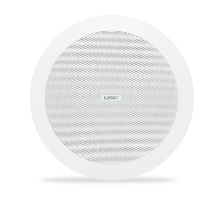 Front view of a white in color AD-C4T in-ceiling speaker