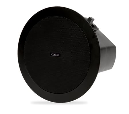 Front right-angled view of a black incolor AD-C4T in-ceiling speaker